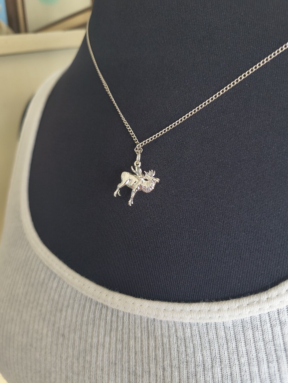 🦌Vtg. Sterling Silver Elk Pendant Charm